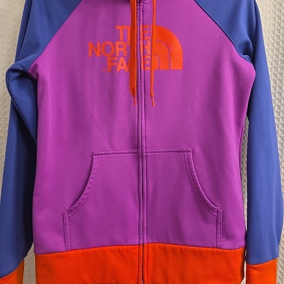 NEW North Face Red Blue‎ Purple Full Zip Logo Hoodie Hooded Sweatshirt Women's S - Picture 5 of 11